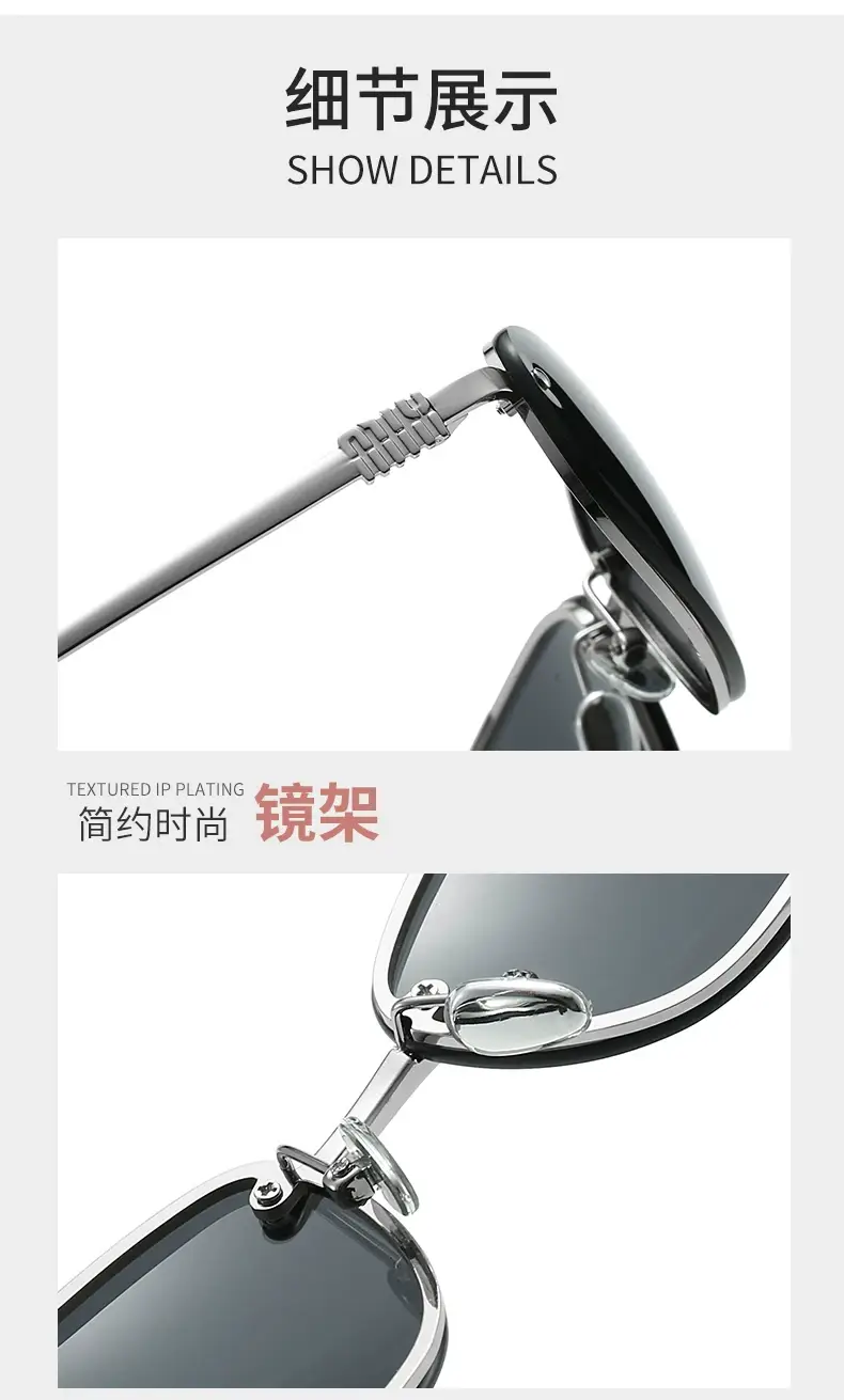 Women's Blue Mirror Finish Metal Sunglasses — feature 18