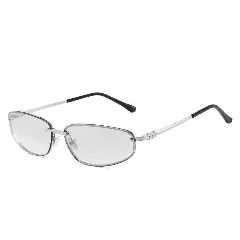 Women's Blue Mirror Finish Metal Sunglasses