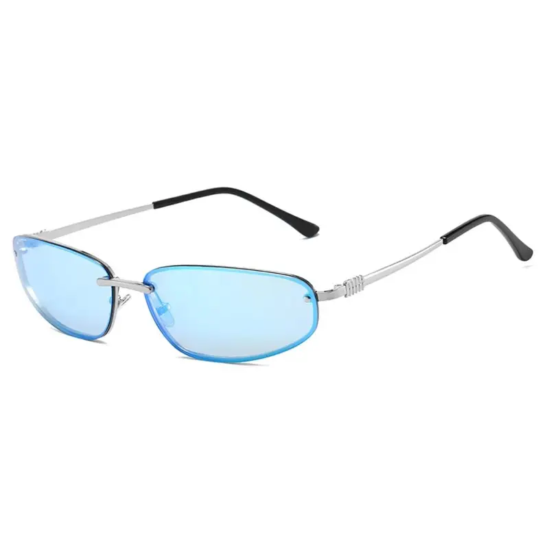 Women's Blue Mirror Finish Metal Sunglasses - Image 4