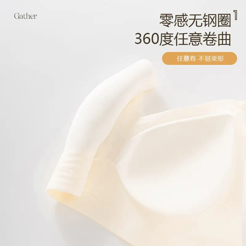 Hanging neck back underwear women's seamless small chest gathered to show large soft no steel ring soft support three kinds of wear French bra