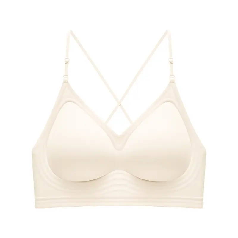 Hanging neck back underwear women's seamless small chest gathered to show large soft no steel ring soft support three kinds of wear French bra