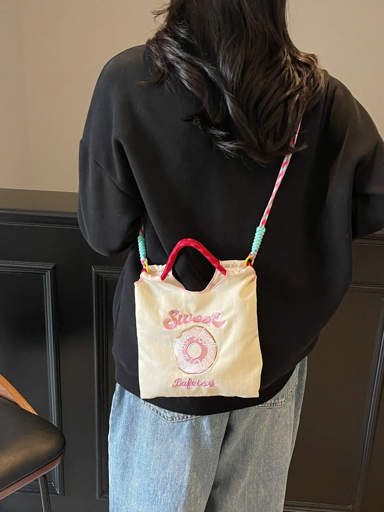 Green Straw Donut Shoulder Bag for Women 2025 - Image 2