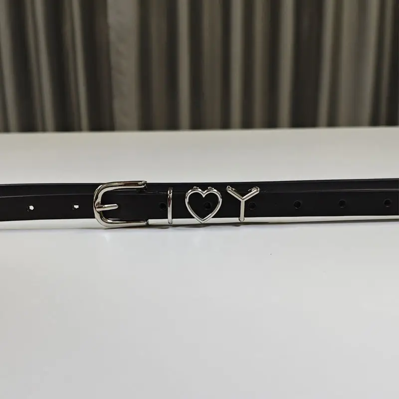 Black Leather Belt with Letter Buckle for Women — feature 4