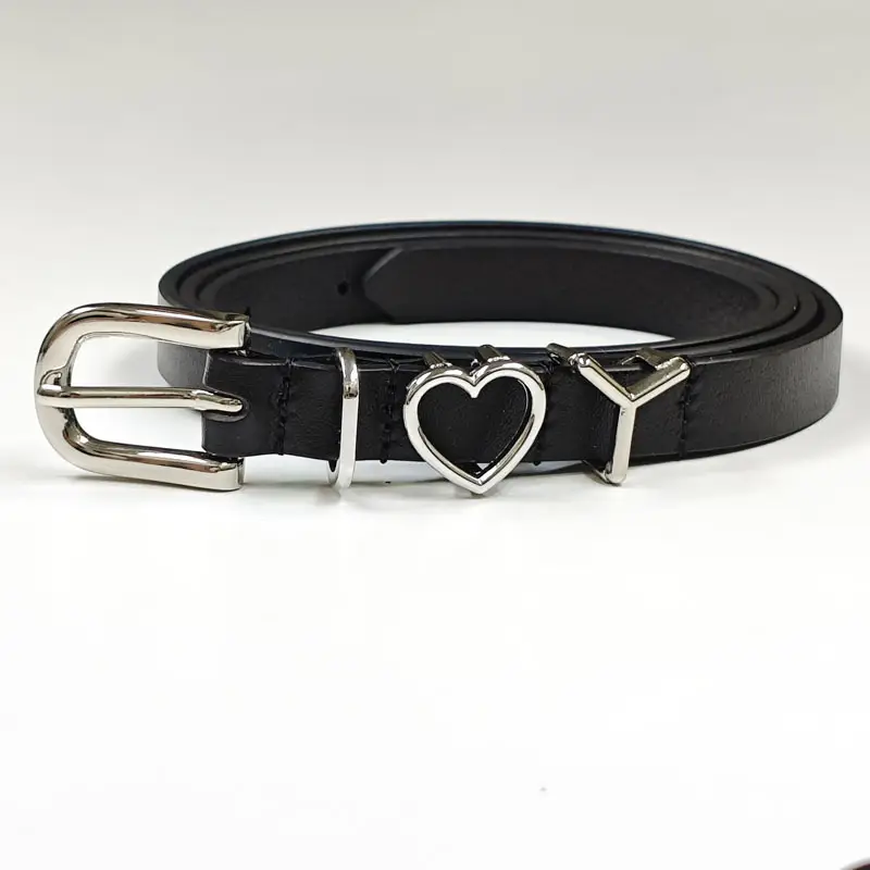 Black Leather Belt with Letter Buckle for Women — feature 6