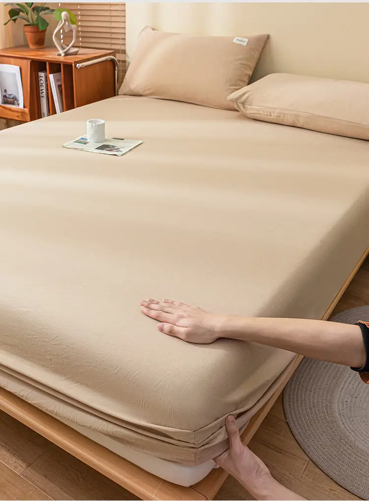 Pure Cotton Fitted Sheet, Single Piece, Solid Color, Dormitory Fitted Sheet, Mattress Cover, Thickened Bed Cover, Bed Sheet, Bed Cover, Suitable for All Seasons — feature 5