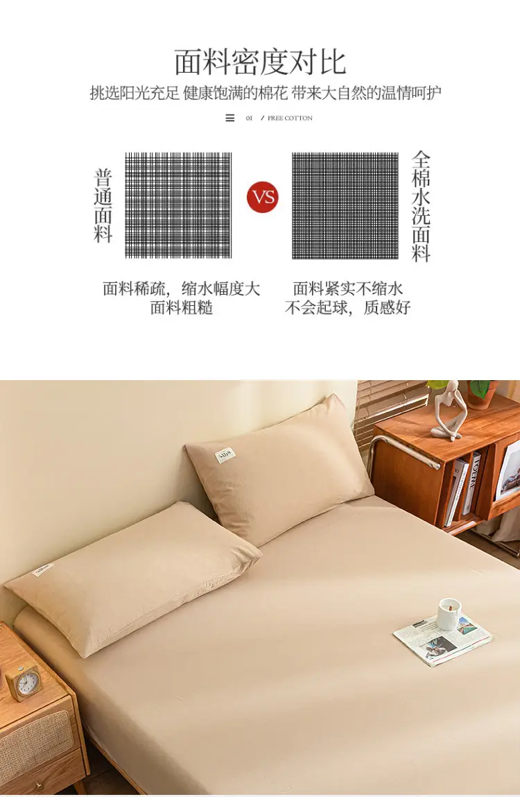 Pure Cotton Fitted Sheet, Single Piece, Solid Color, Dormitory Fitted Sheet, Mattress Cover, Thickened Bed Cover, Bed Sheet, Bed Cover, Suitable for All Seasons — feature 9
