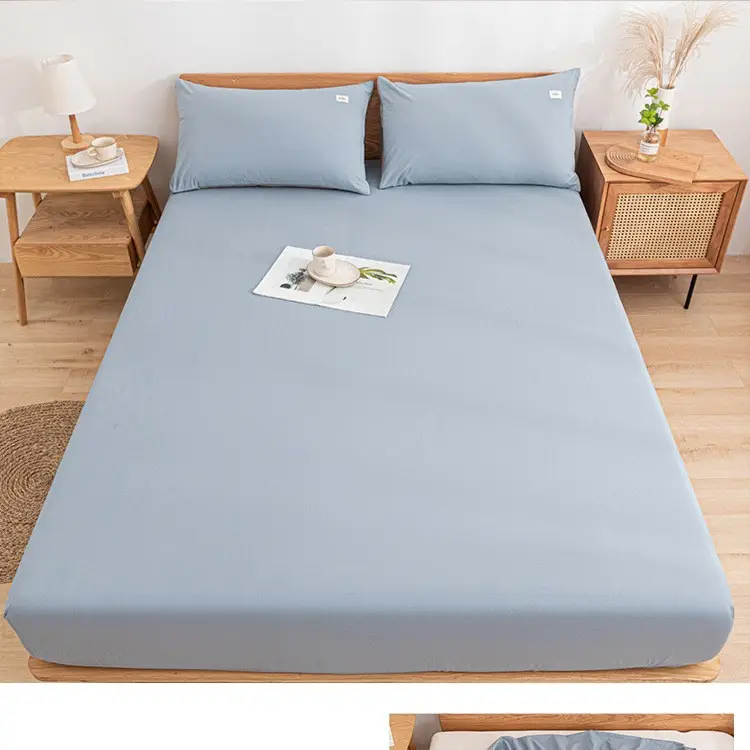 Pure Cotton Fitted Sheet, Single Piece, Solid Color, Dormitory Fitted Sheet, Mattress Cover, Thickened Bed Cover, Bed Sheet, Bed Cover, Suitable for All Seasons