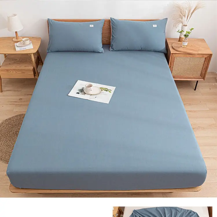 Pure Cotton Fitted Sheet, Single Piece, Solid Color, Dormitory Fitted Sheet, Mattress Cover, Thickened Bed Cover, Bed Sheet, Bed Cover, Suitable for All Seasons