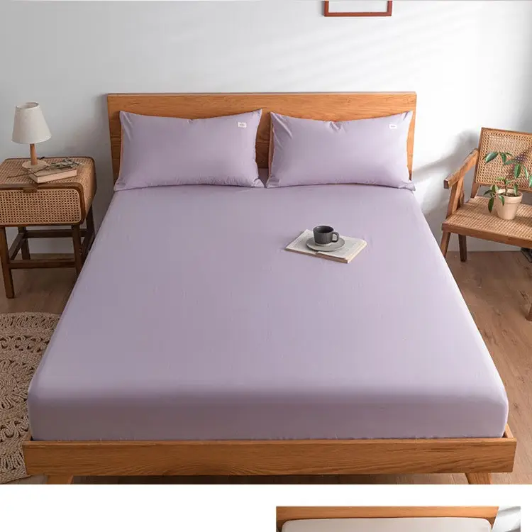 Pure Cotton Fitted Sheet, Single Piece, Solid Color, Dormitory Fitted Sheet, Mattress Cover, Thickened Bed Cover, Bed Sheet, Bed Cover, Suitable for All Seasons