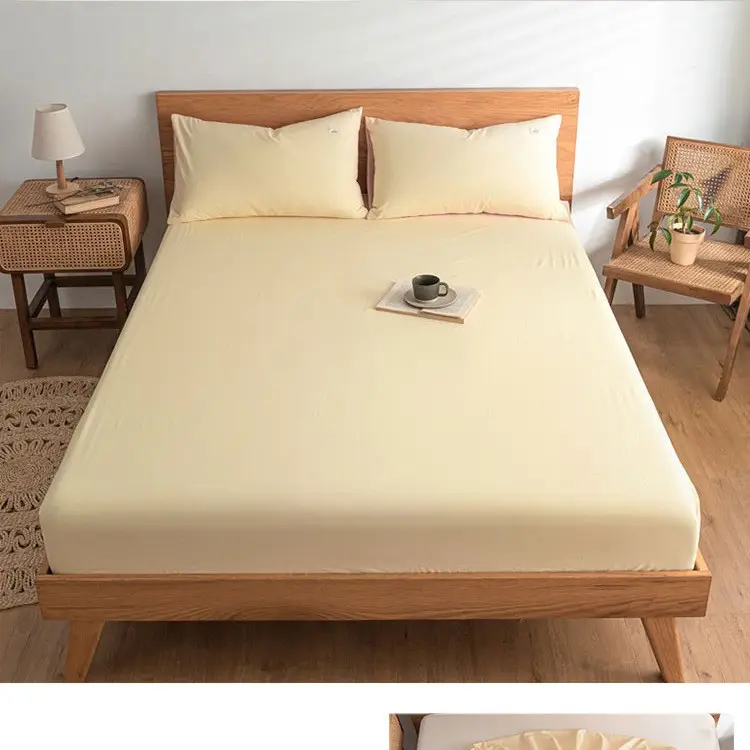 Pure Cotton Fitted Sheet, Single Piece, Solid Color, Dormitory Fitted Sheet, Mattress Cover, Thickened Bed Cover, Bed Sheet, Bed Cover, Suitable for All Seasons
