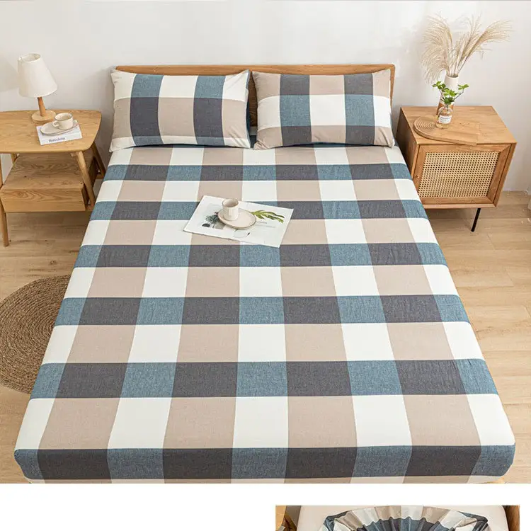 Pure Cotton Fitted Sheet, Single Piece, Solid Color, Dormitory Fitted Sheet, Mattress Cover, Thickened Bed Cover, Bed Sheet, Bed Cover, Suitable for All Seasons