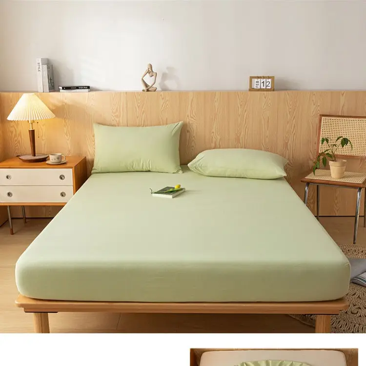 Pure Cotton Fitted Sheet, Single Piece, Solid Color, Dormitory Fitted Sheet, Mattress Cover, Thickened Bed Cover, Bed Sheet, Bed Cover, Suitable for All Seasons