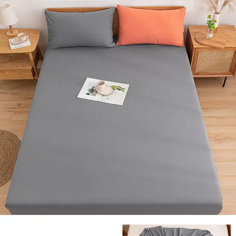 Pure Cotton Fitted Sheet, Single Piece, Solid Color, Dormitory Fitted Sheet, Mattress Cover, Thickened Bed Cover, Bed Sheet, Bed Cover, Suitable for All Seasons