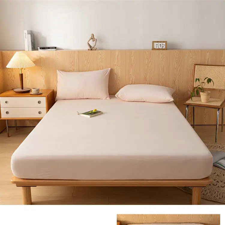 Pure Cotton Fitted Sheet, Single Piece, Solid Color, Dormitory Fitted Sheet, Mattress Cover, Thickened Bed Cover, Bed Sheet, Bed Cover, Suitable for All Seasons