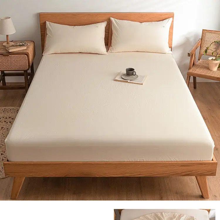 Pure Cotton Fitted Sheet, Single Piece, Solid Color, Dormitory Fitted Sheet, Mattress Cover, Thickened Bed Cover, Bed Sheet, Bed Cover, Suitable for All Seasons