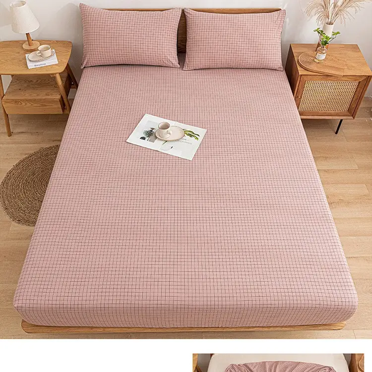Pure Cotton Fitted Sheet, Single Piece, Solid Color, Dormitory Fitted Sheet, Mattress Cover, Thickened Bed Cover, Bed Sheet, Bed Cover, Suitable for All Seasons