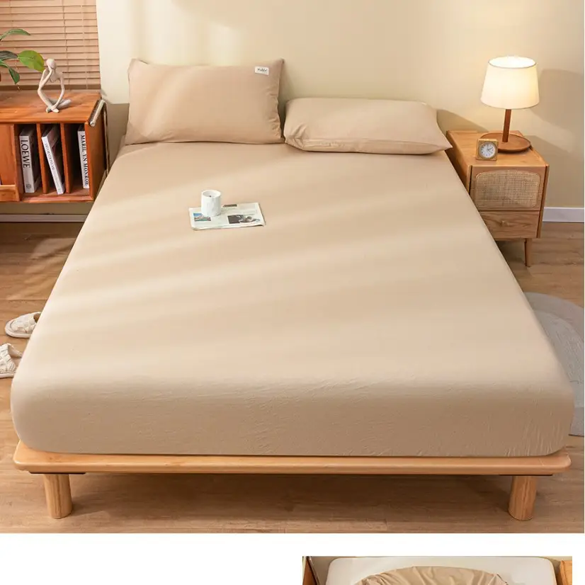 Pure Cotton Fitted Sheet, Single Piece, Solid Color, Dormitory Fitted Sheet, Mattress Cover, Thickened Bed Cover, Bed Sheet, Bed Cover, Suitable for All Seasons
