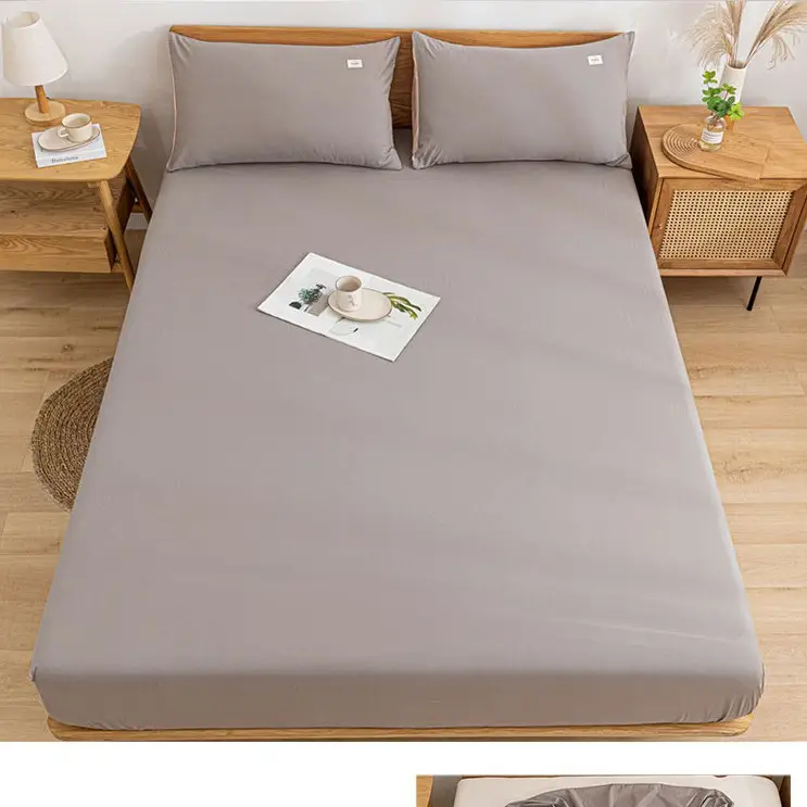 Pure Cotton Fitted Sheet, Single Piece, Solid Color, Dormitory Fitted Sheet, Mattress Cover, Thickened Bed Cover, Bed Sheet, Bed Cover, Suitable for All Seasons