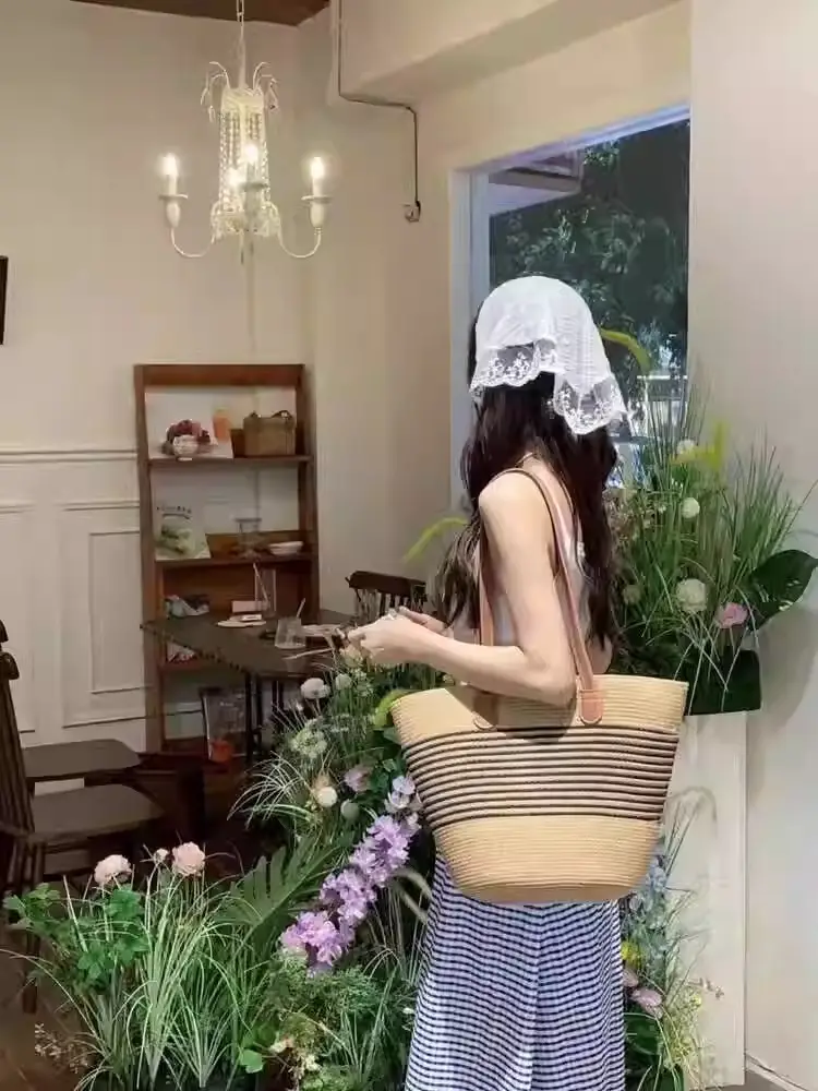Women Straw Tote Bag & Hat Set Summer Travel — feature 10