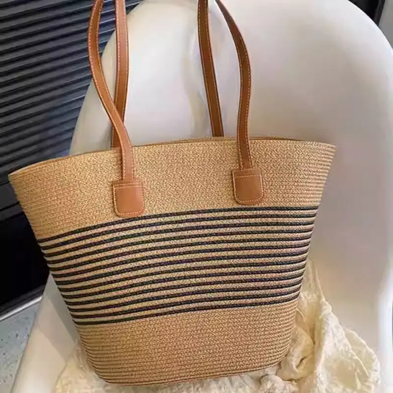 Women Straw Tote Bag & Hat Set Summer Travel — feature 5