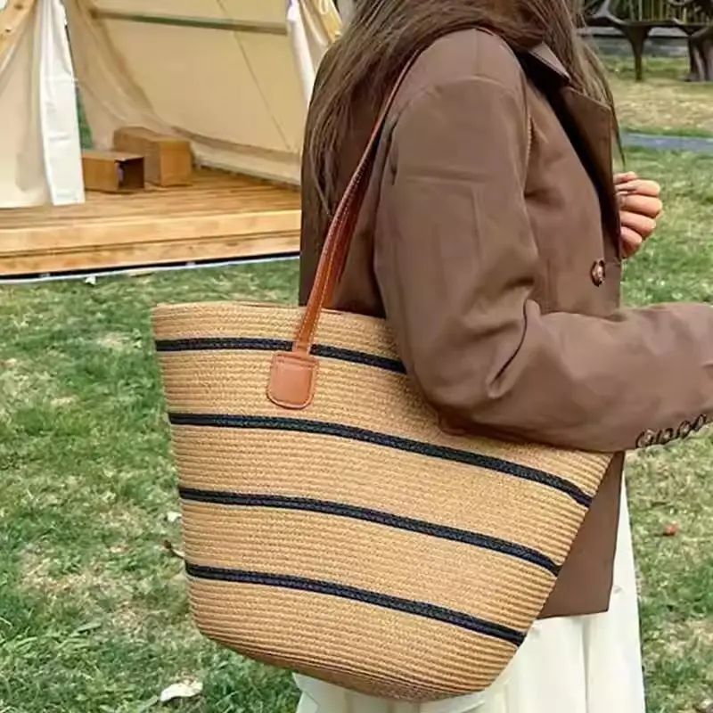 Women Straw Tote Bag & Hat Set Summer Travel — feature 9