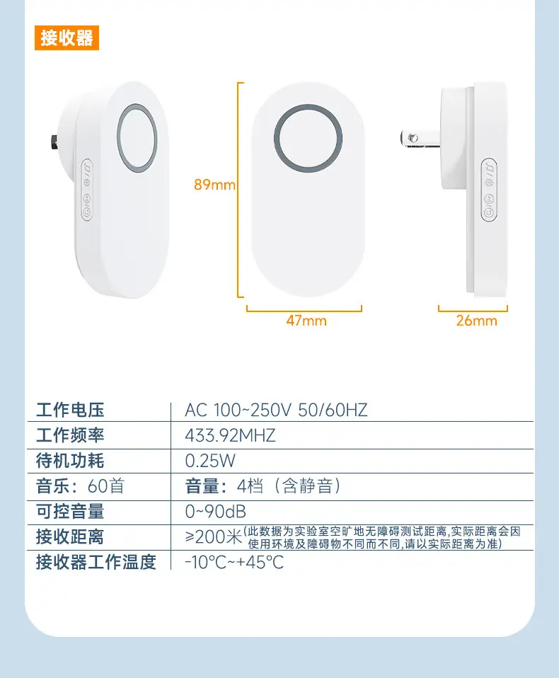 Smart Wall Bell 1-2 Person Wireless Doorbell — feature 13