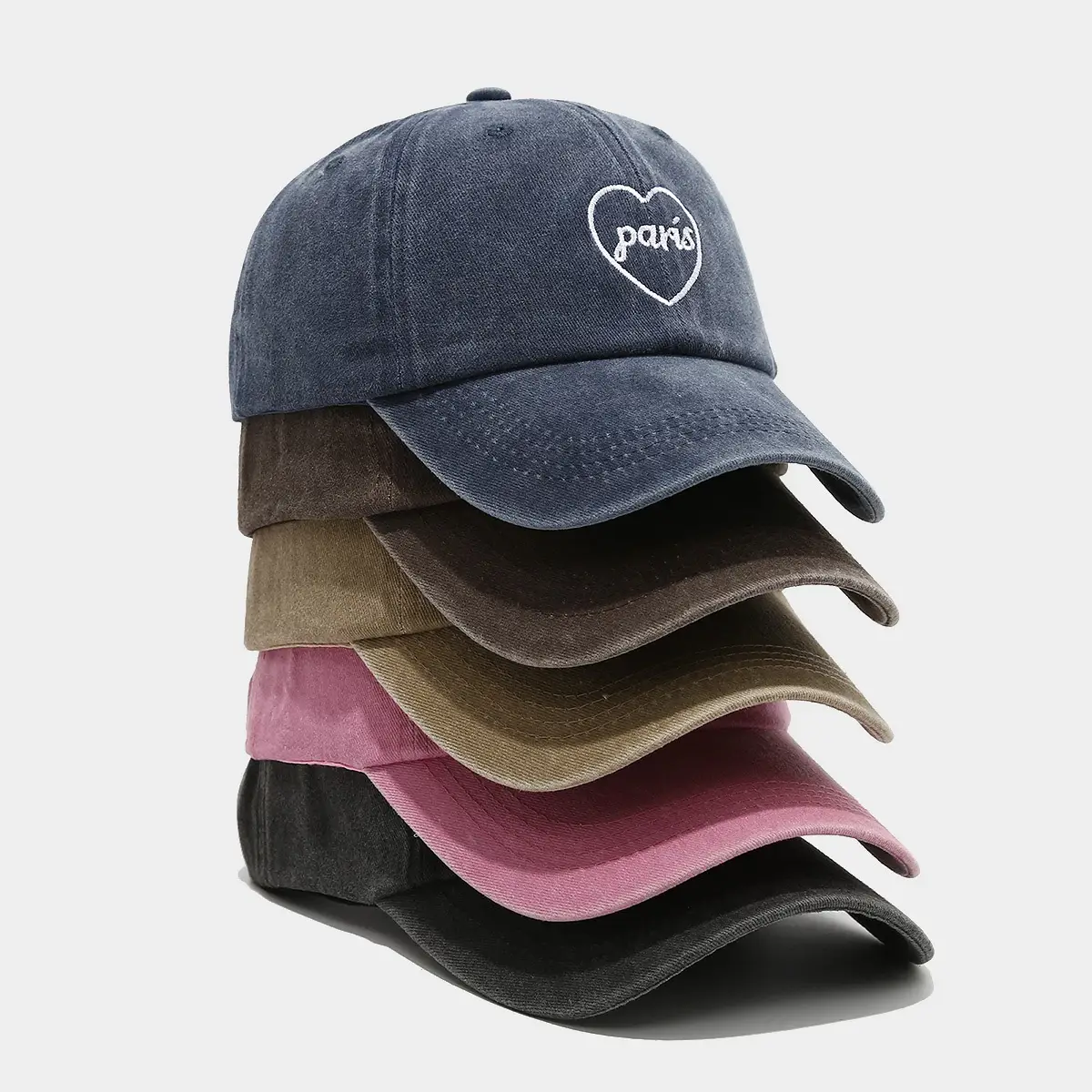 Cross-border Paris Vintage Washed Baseball Cap with English Embroidery - Image 7