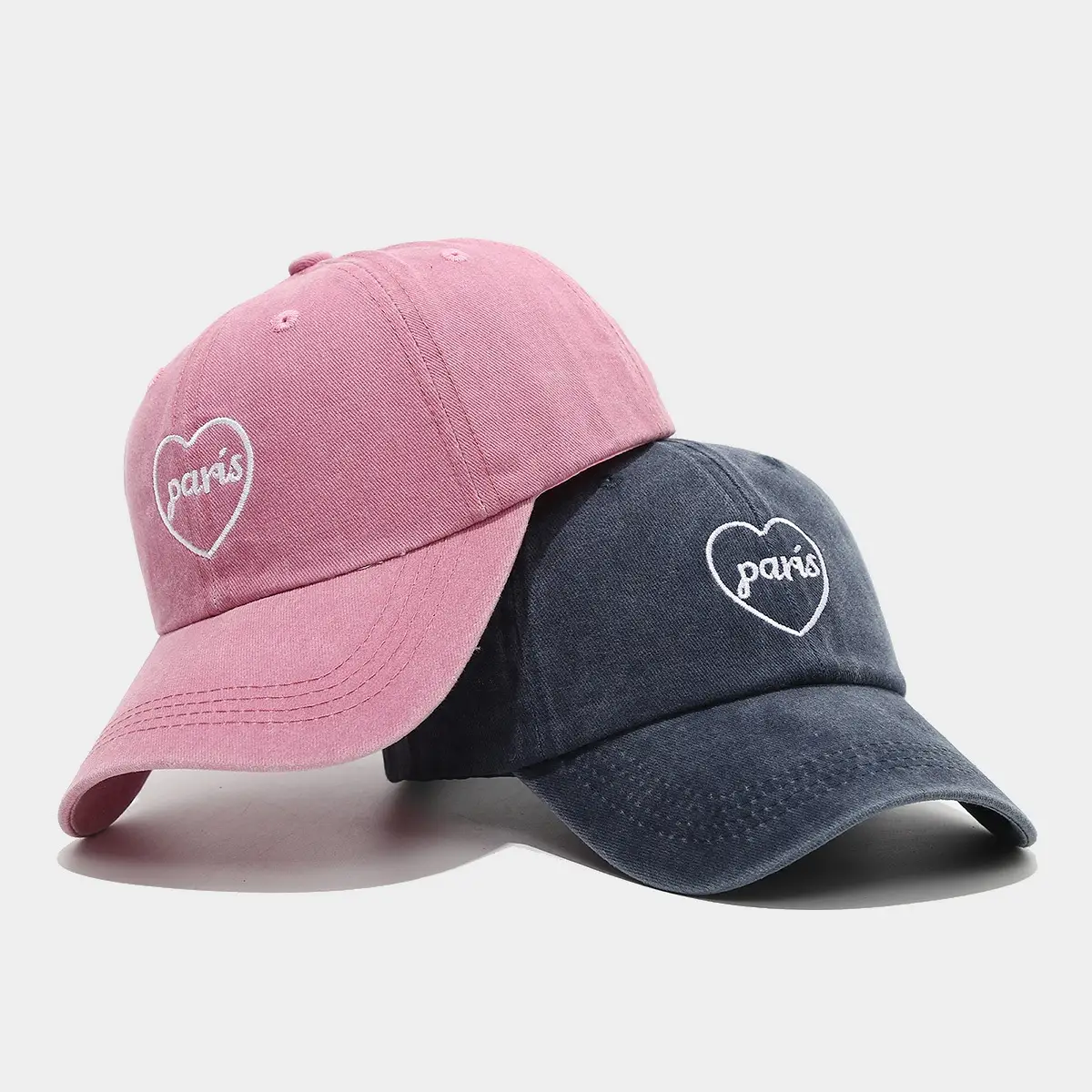 Cross-border Paris Vintage Washed Baseball Cap with English Embroidery - Image 8