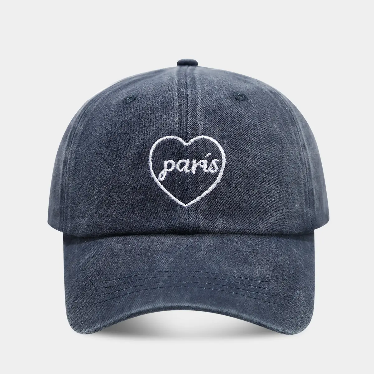 Cross-border Paris Vintage Washed Baseball Cap with English Embroidery - Image 4