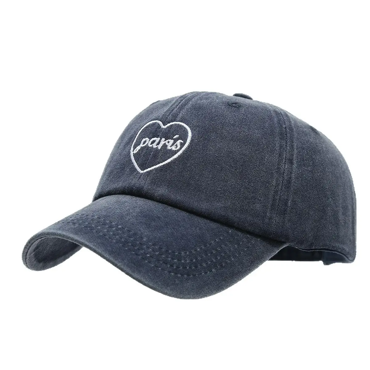 Cross-border Paris Vintage Washed Baseball Cap with English Embroidery - Image 9
