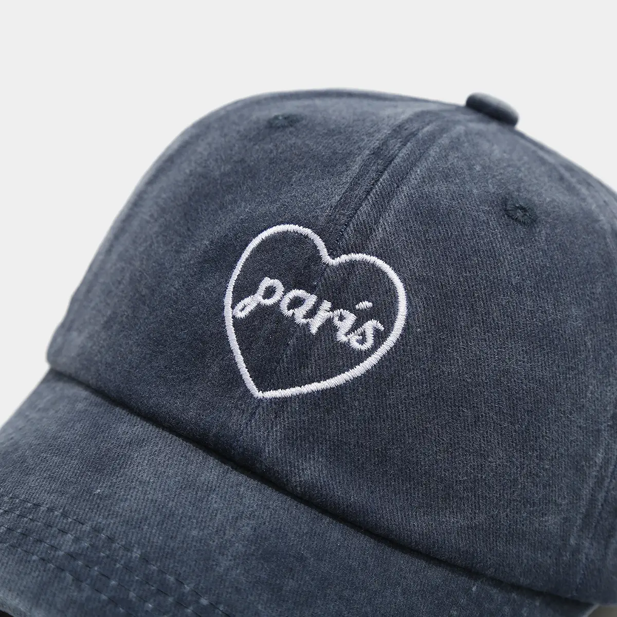 Cross-border Paris Vintage Washed Baseball Cap with English Embroidery — feature 10