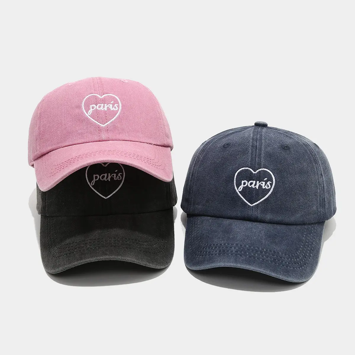 Cross-border Paris Vintage Washed Baseball Cap with English Embroidery — feature 2