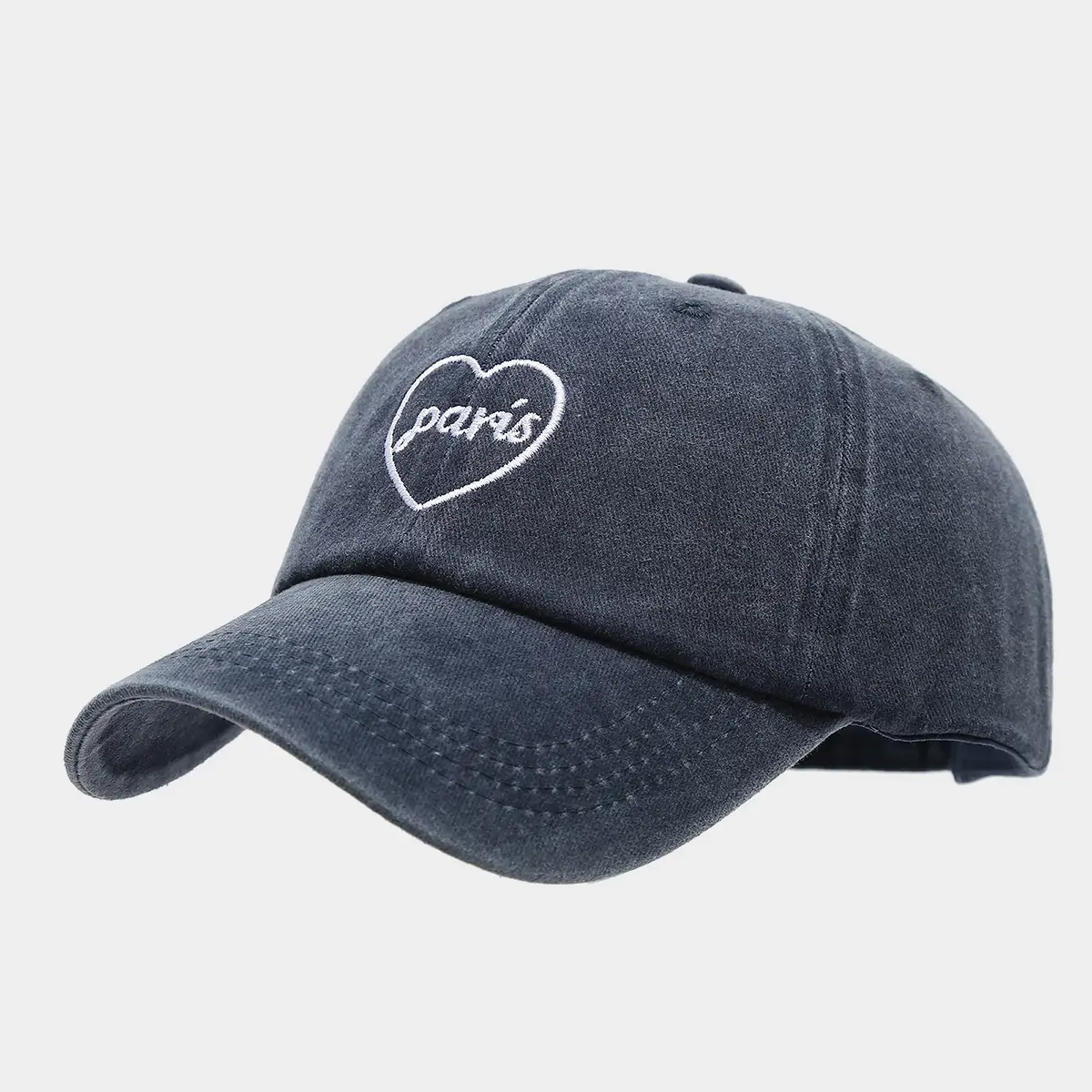 Cross-border Paris Vintage Washed Baseball Cap with English Embroidery — feature 9