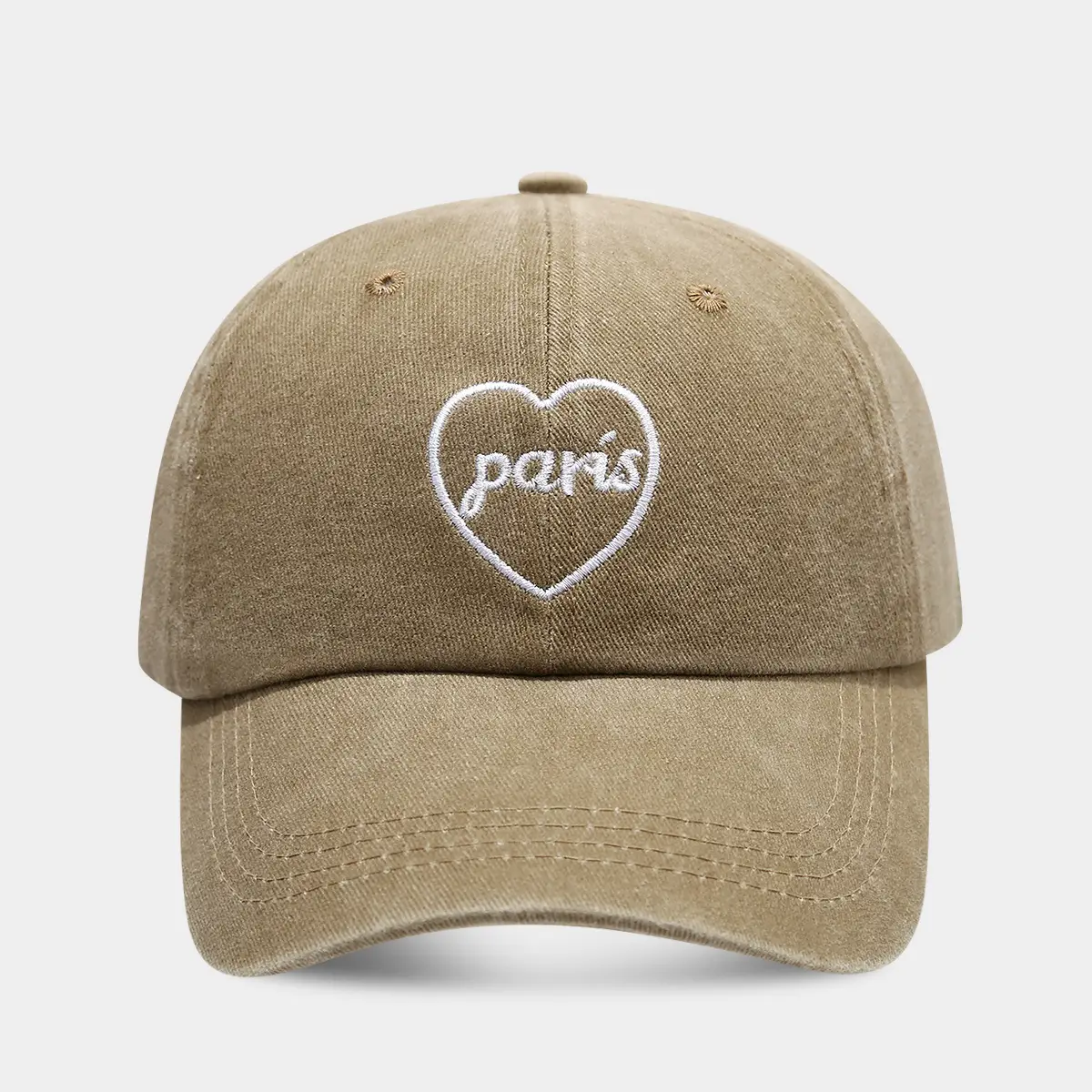 Cross-border Paris Vintage Washed Baseball Cap with English Embroidery - Image 2