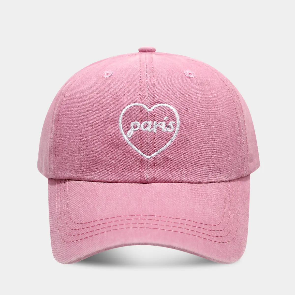 Cross-border Paris Vintage Washed Baseball Cap with English Embroidery - Image 3