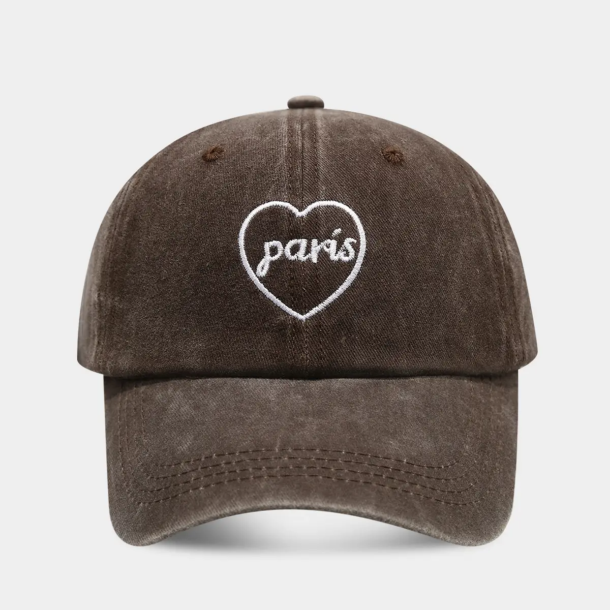 Cross-border Paris Vintage Washed Baseball Cap with English Embroidery - Image 5