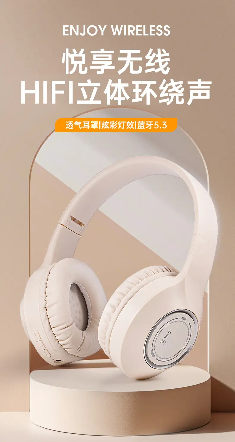 Wireless Bluetooth 5.3 RGB Headset White β feature 2