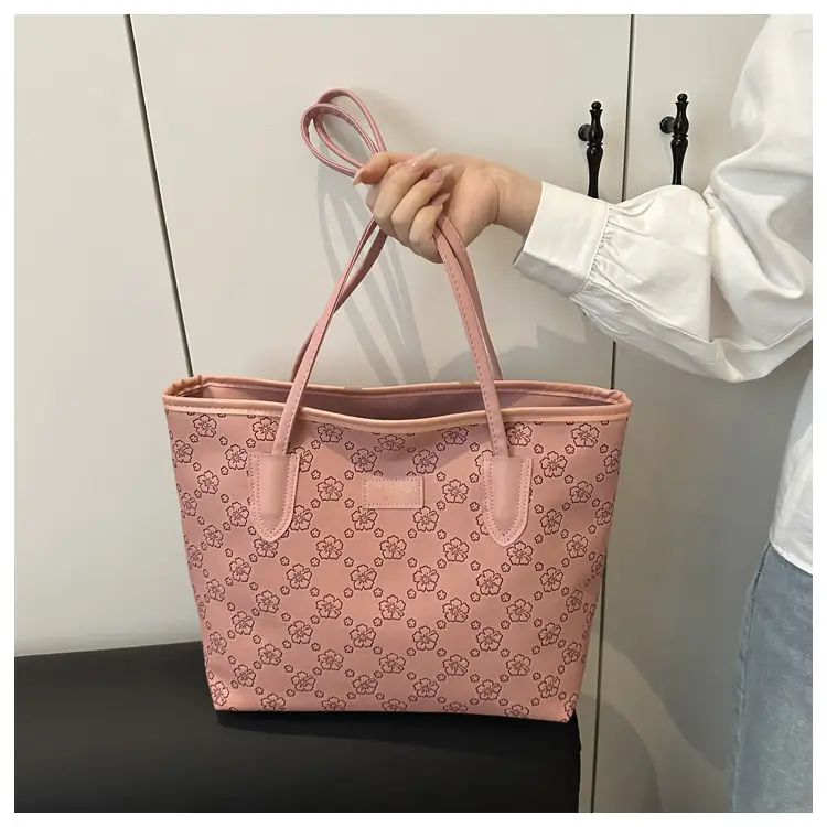 Pink Embroidered Flower Tote Bag for Women — feature 11