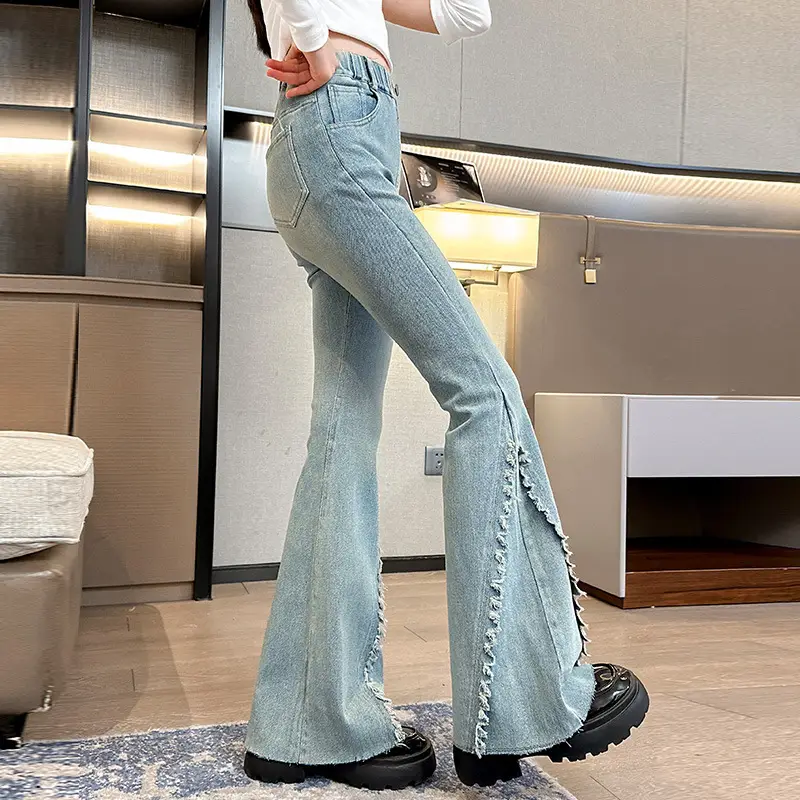 Girls European American Denim Bell Bottoms Spring New Fashion - Image 4