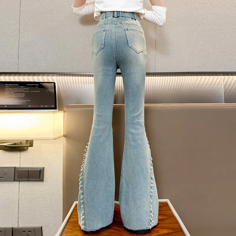 Girls European American Denim Bell Bottoms Spring New Fashion - Image 5