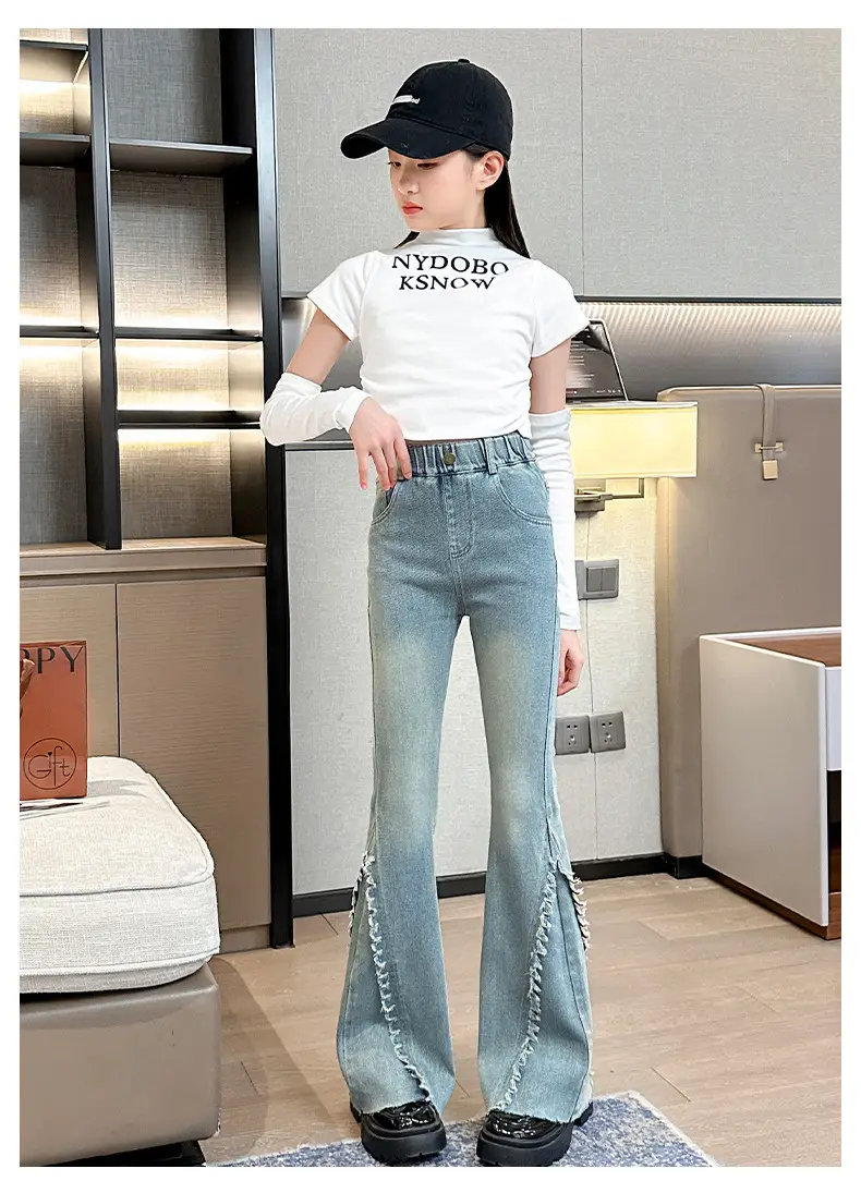 Girls European American Denim Bell Bottoms Spring New Fashion — feature 10