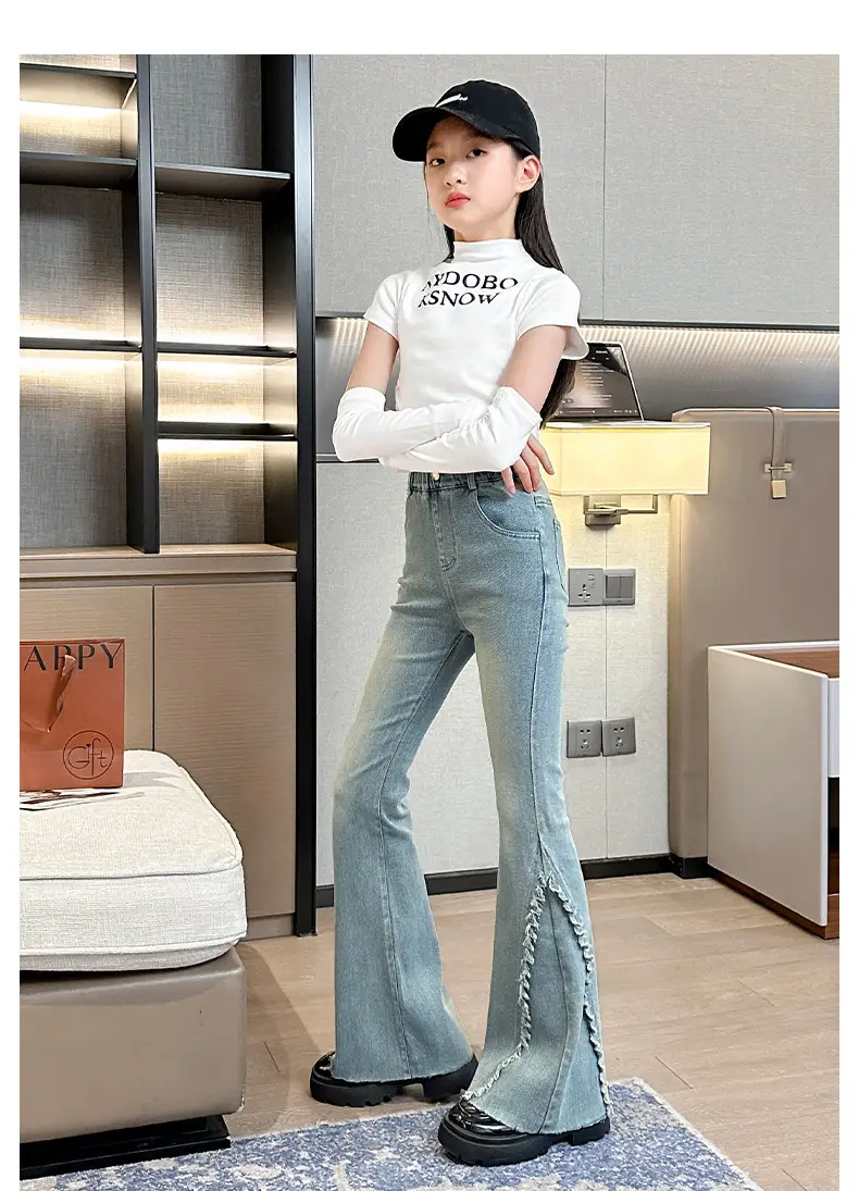 Girls European American Denim Bell Bottoms Spring New Fashion — feature 12