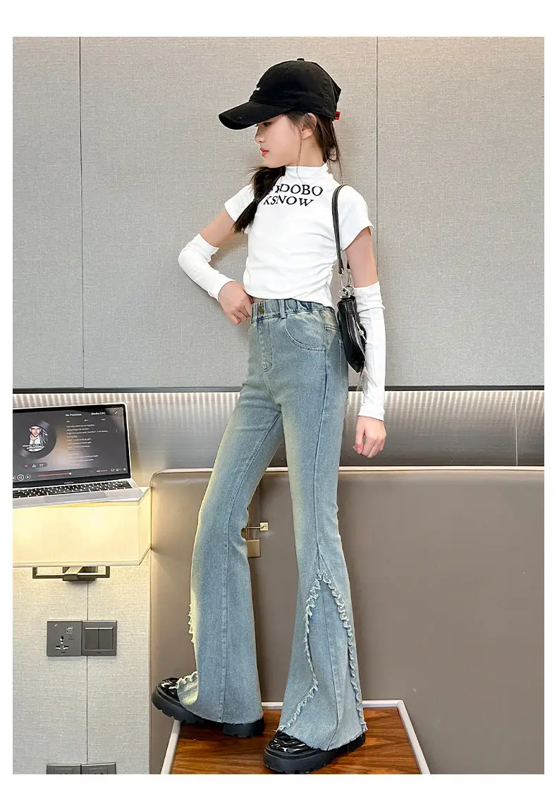 Girls European American Denim Bell Bottoms Spring New Fashion — feature 13