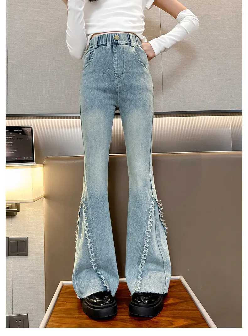 Girls European American Denim Bell Bottoms Spring New Fashion — feature 15