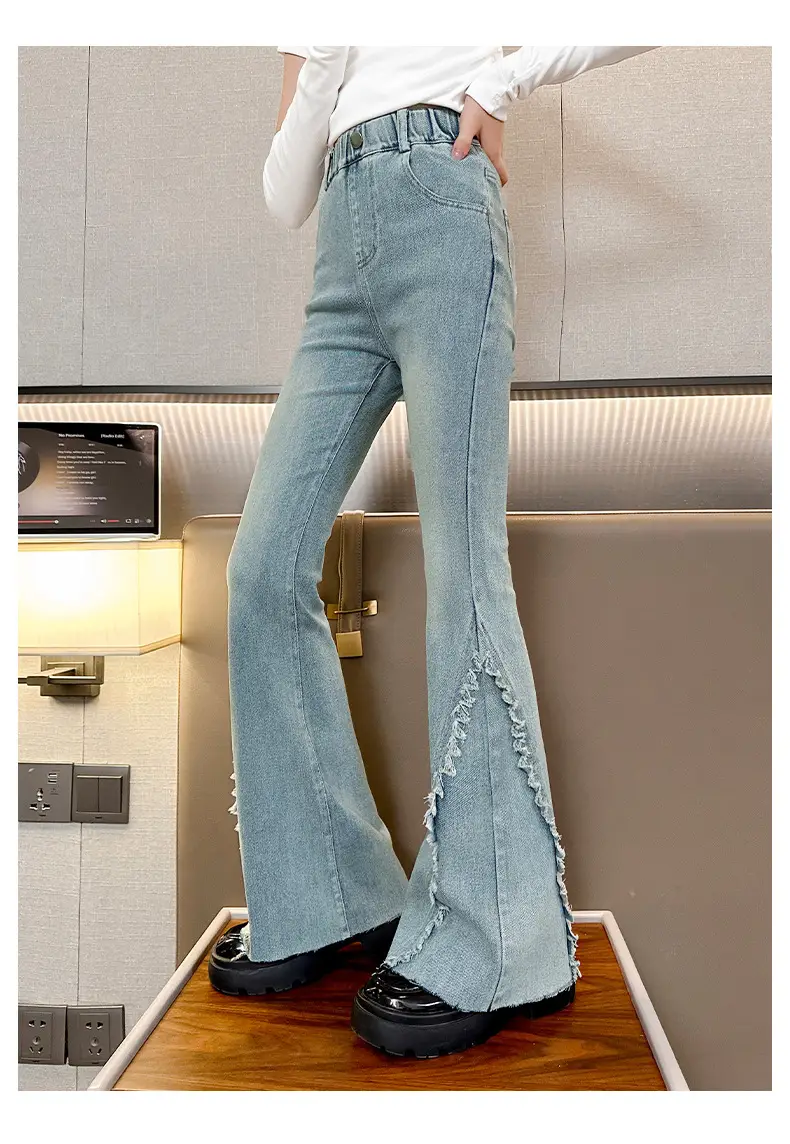 Girls European American Denim Bell Bottoms Spring New Fashion — feature 16