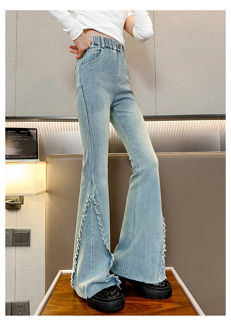 Girls European American Denim Bell Bottoms Spring New Fashion — feature 17