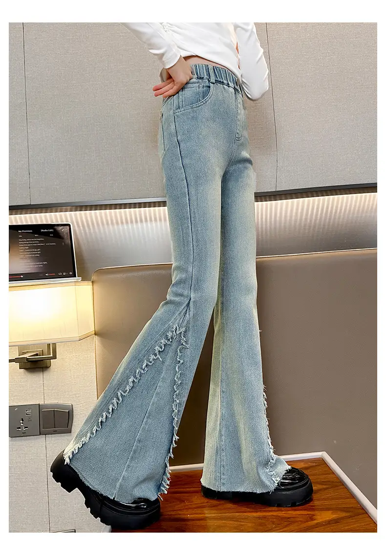 Girls European American Denim Bell Bottoms Spring New Fashion — feature 18