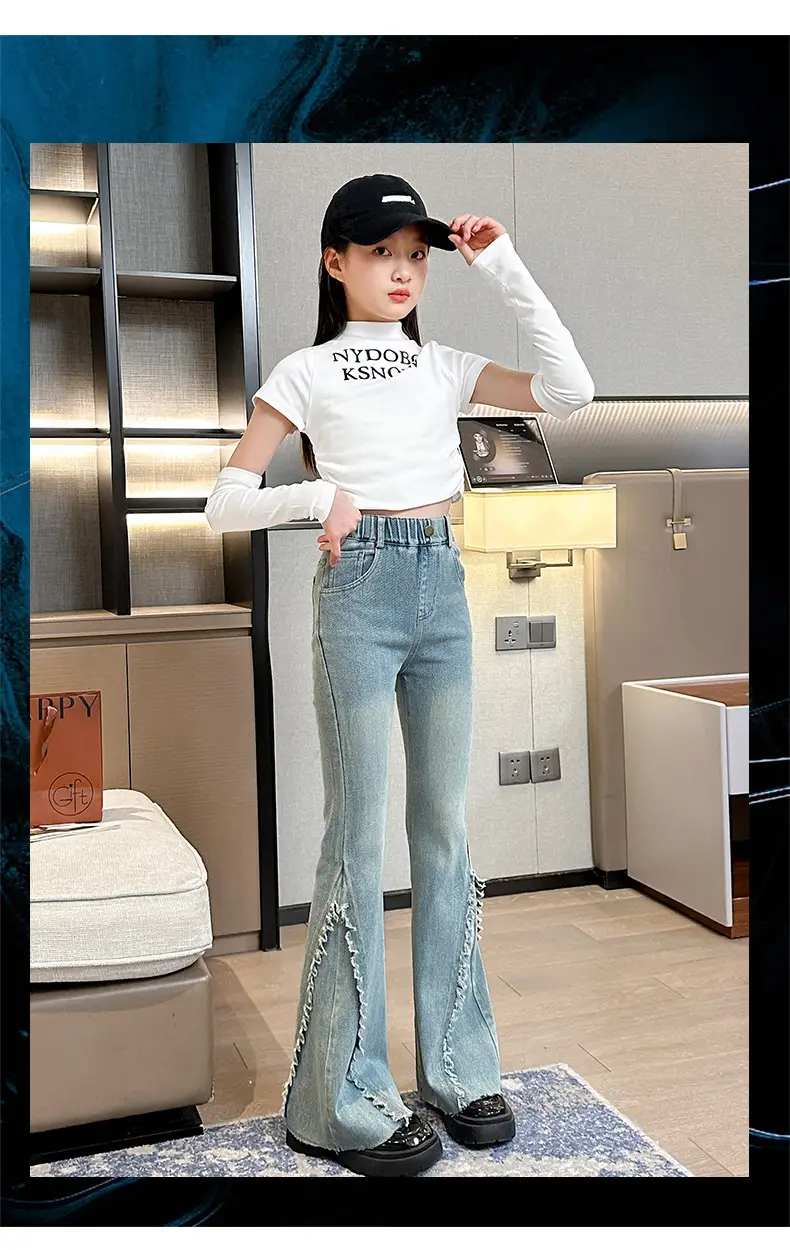 Girls European American Denim Bell Bottoms Spring New Fashion — feature 3