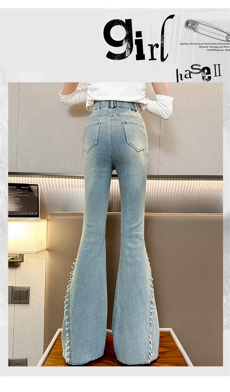 Girls European American Denim Bell Bottoms Spring New Fashion — feature 4
