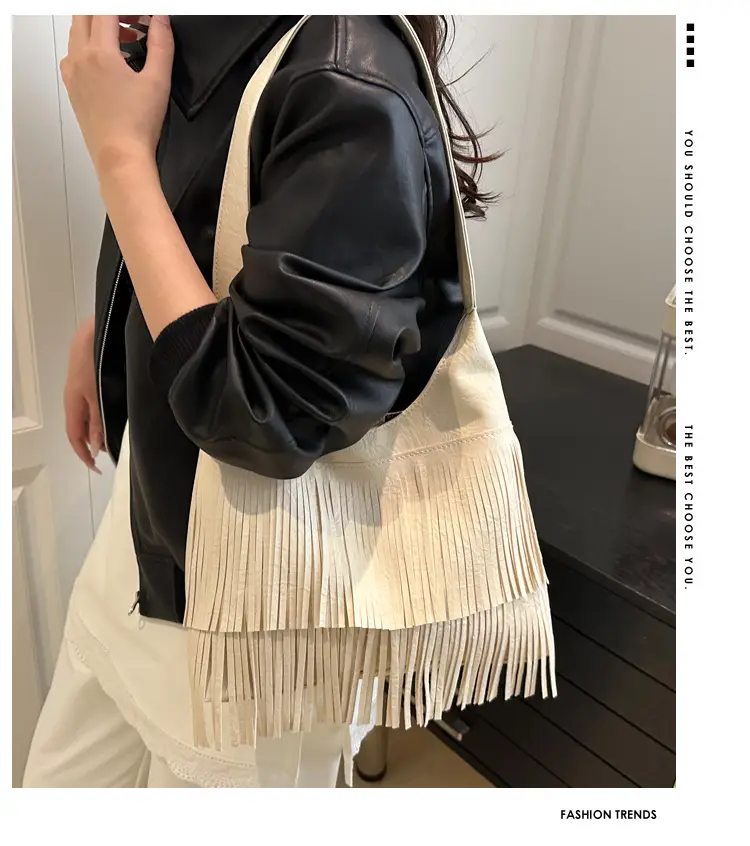 Korean Style Tassel Shoulder Bag for Women Large Capacity — feature 1